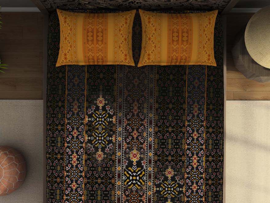 Ornate Dark Grey 100% Cotton King Size Bedsheet Rangana Digital - By Occasions