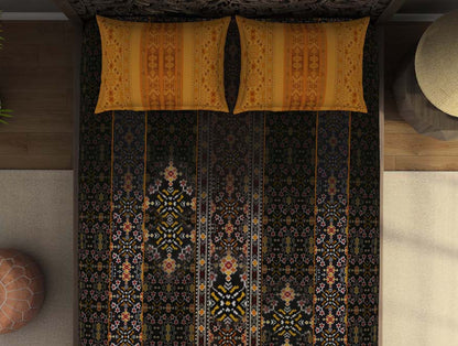 Ornate Dark Grey 100% Cotton King Size Bedsheet Rangana Digital - By Occasions