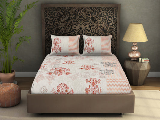 Ornate Light Grey 100% Cotton King Size Bedsheet Rangana Digital - By Occasions