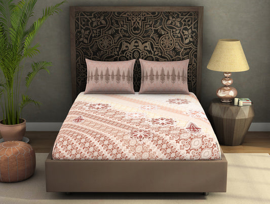 Ornate Brown 100% Cotton King Size Bedsheet Rangana Digital - By Spaces