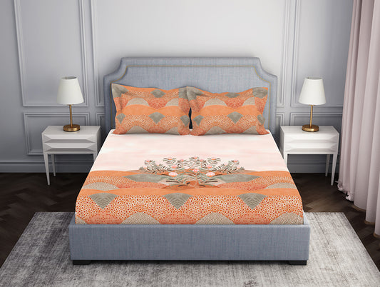 Essentials Floral Coral Cotton Viscose Double Bedsheet - Enpoint by Spaces