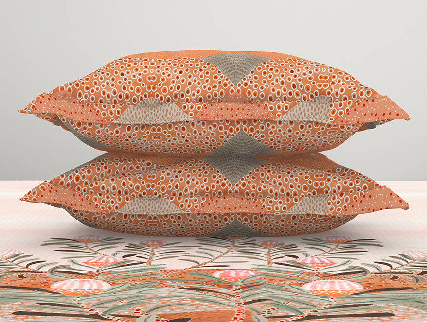 Essentials Floral Coral Cotton Viscose Double Bedsheet - Enpoint by Spaces