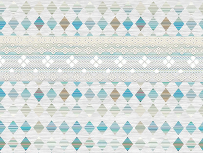 Essentials Geometric Aqua Cotton Viscose Double Bedsheet - Geo Scape by Spaces