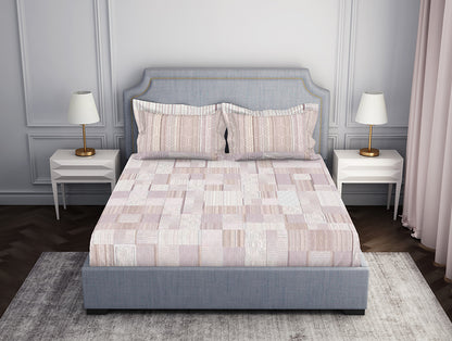Essentials Geometric Blush Cotton Viscose Double Bedsheet - Geo Scape by Spaces