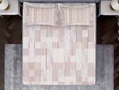 Essentials Geometric Blush Cotton Viscose Double Bedsheet - Geo Scape by Spaces