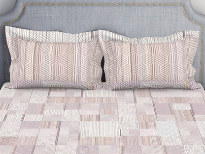 Essentials Geometric Blush Cotton Viscose Double Bedsheet - Geo Scape by Spaces