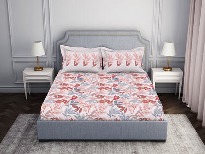 Parfait Pink 100% Cotton Double Bedsheet - Atrium by Spaces