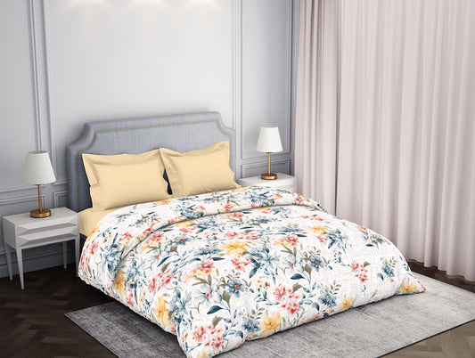 Floral Teal 100% Cotton Double Quilt - Atrium By Spaces