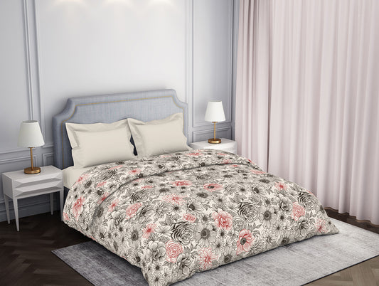 Floral Cream 100% Cotton Double Quilt - Atrium By Spaces