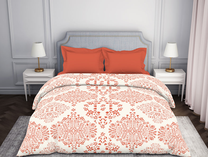 Ornate Coral 100% Cotton Double Quilt - Atrium By Spaces