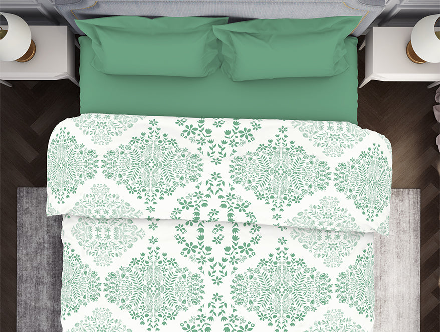 Atrium by Spaces: Ornate Aqua Cotton Quilt