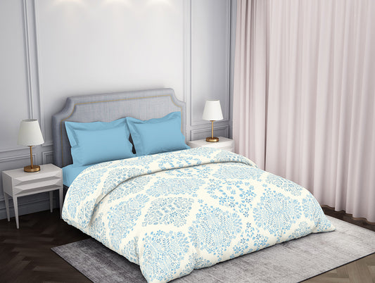 Ornate Light Blue 100% Cotton Double Quilt - Atrium By Spaces