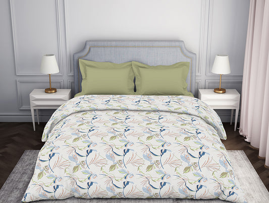 Floral Light Blue 100% Cotton Double Quilt - Atrium By Spaces