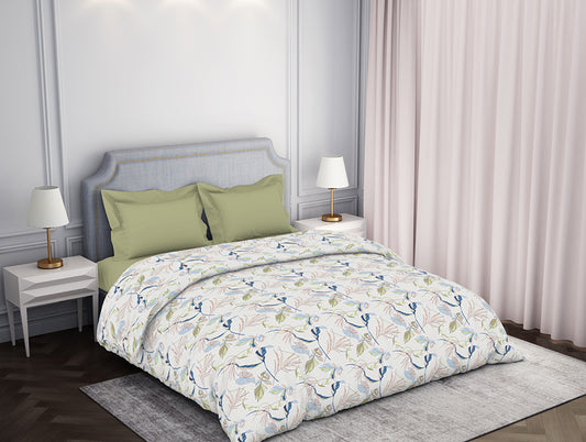 Floral Light Blue 100% Cotton Double Quilt - Atrium By Spaces