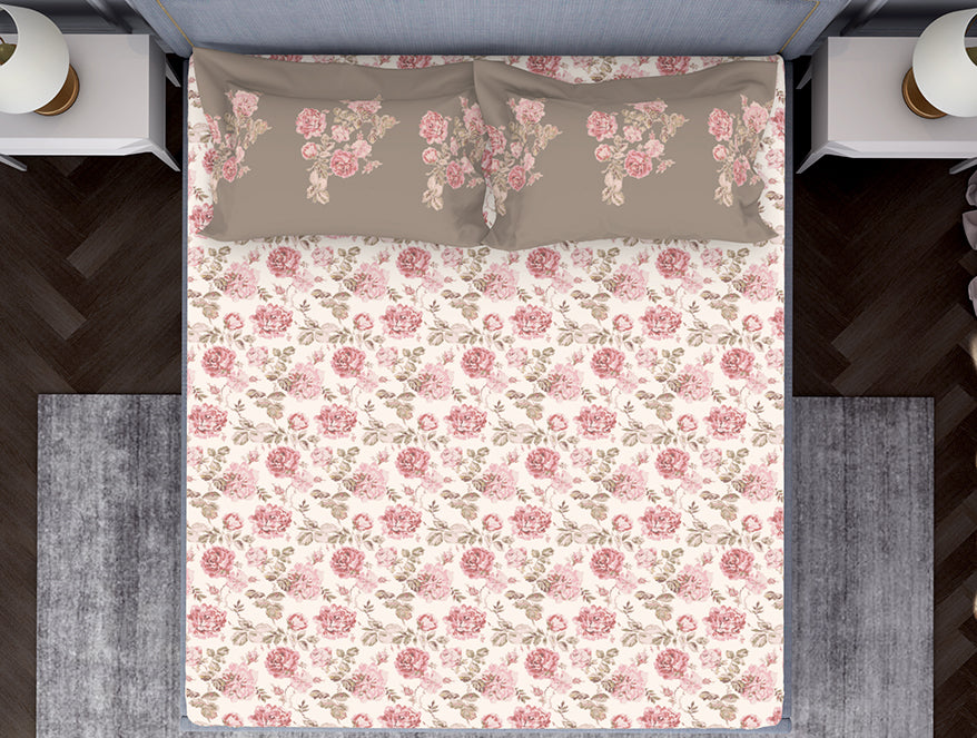 Pink 100% Cotton Fitted Elastic Bedsheet - Atrium by Spaces