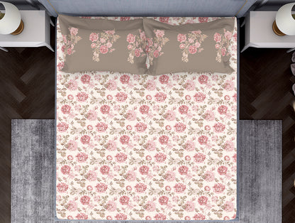 Pink 100% Cotton Fitted Elastic Bedsheet - Atrium by Spaces