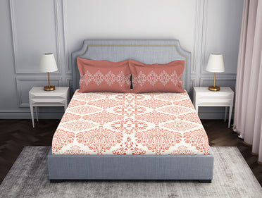 Coral 100% Cotton Fitted Elastic Bedsheet - Atrium by Spaces