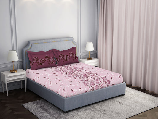 Pink 100% Cotton Fitted Elastic Bedsheet - Atrium by Spaces