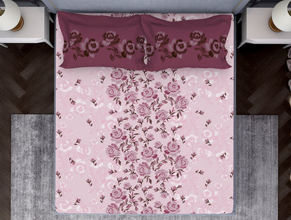 Pink 100% Cotton Fitted Elastic Bedsheet - Atrium by Spaces