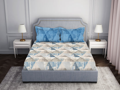 Light Blue Cotton Fitted Bedsheet with Elastic – Atrium Collection