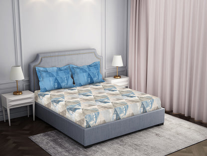 Light Blue Cotton Fitted Bedsheet with Elastic – Atrium Collection