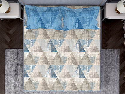 Light Blue Cotton Fitted Bedsheet with Elastic – Atrium Collection