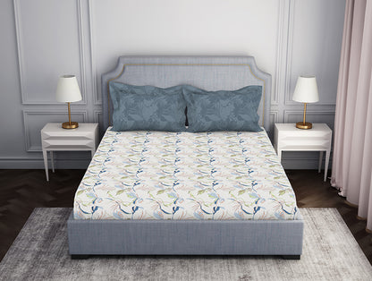 Soft & Stylish Light Blue Cotton Fitted Bedsheet with Elastic