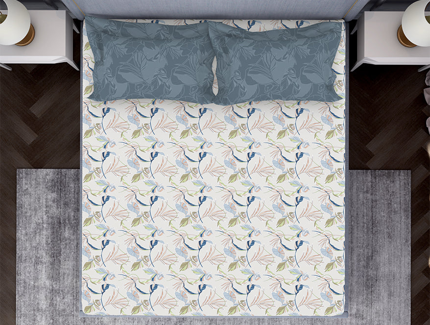 Soft & Stylish Light Blue Cotton Fitted Bedsheet with Elastic