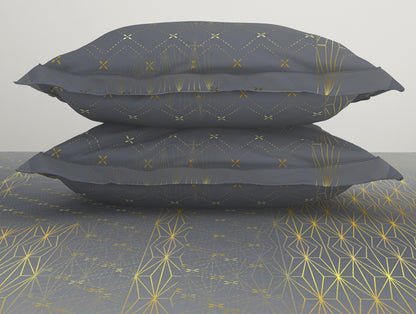 Geometric Dark Grey 100% Cotton King Size Bedsheet Innovations - By Innovations