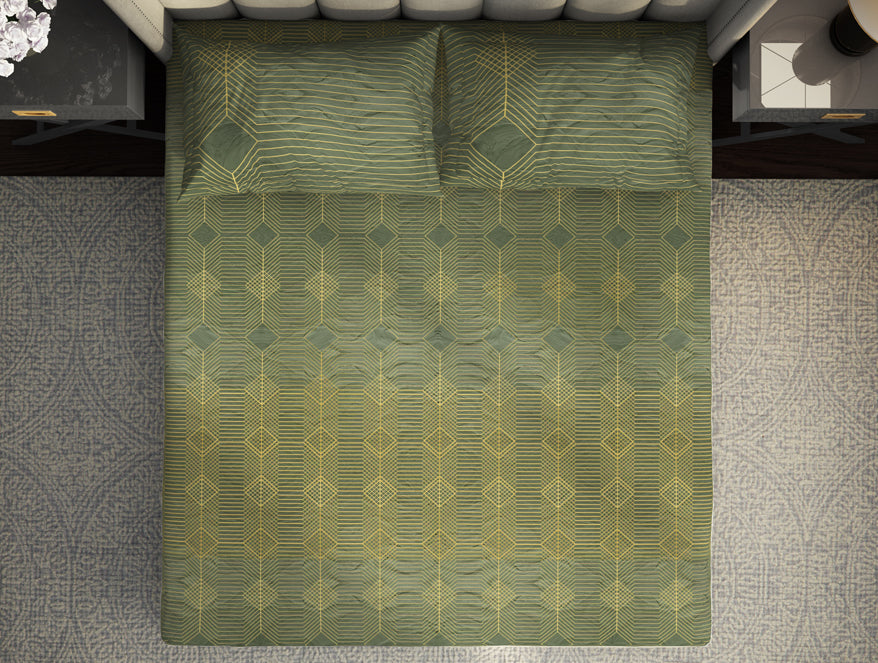 Geometric Beige 100% Cotton King Size Bedsheet Innovations - By Innovations