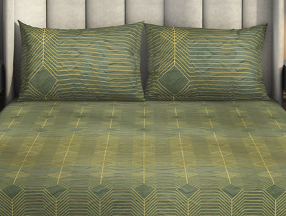 Geometric Beige 100% Cotton King Size Bedsheet Innovations - By Innovations