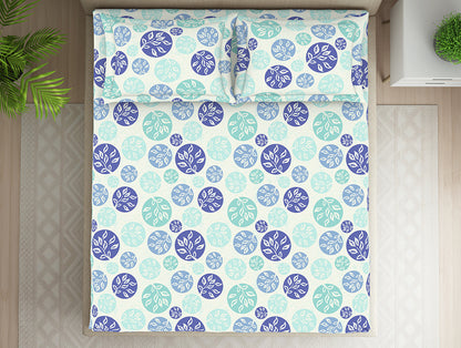 Ornate Blue Polycotton King Size Bedsheet Harmony - By Welspun