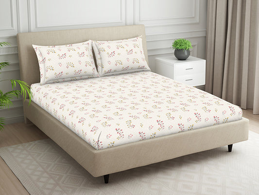 Floral Grey Polycotton King Size Bedsheet Harmony - By Welspun