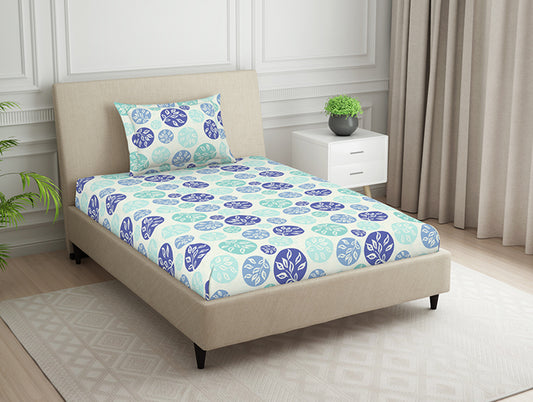 Ornate Blue Polycotton Bedsheets Single Harmony - By Welspun