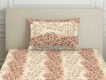 Ornate Brown Polycotton Bedsheets Single Harmony - By Welspun