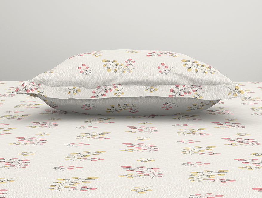 Floral Grey Polycotton Bedsheets Single Harmony - By Welspun