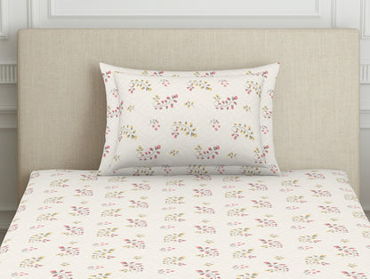 Floral Grey Polycotton Bedsheets Single Harmony - By Welspun