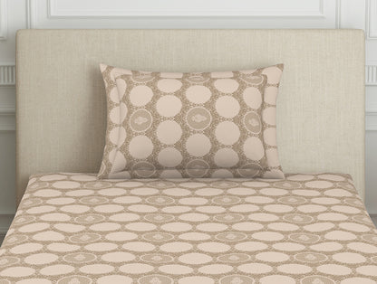 Ornate Beige Polycotton Bedsheets Single Harmony - By Welspun