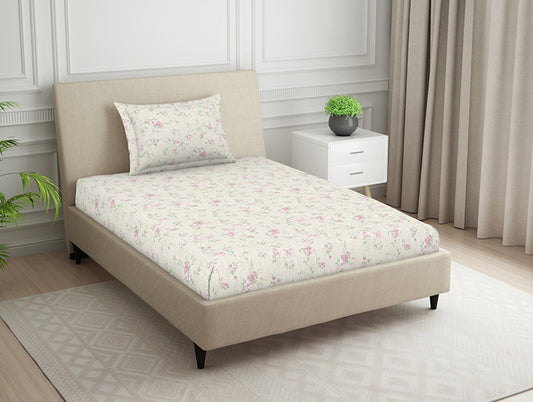 Gloral Pink Polycotton Bedsheets Single Harmony - By Welspun