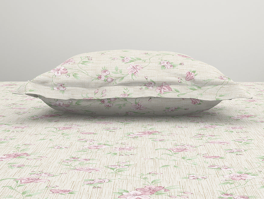 Gloral Pink Polycotton Bedsheets Single Harmony - By Welspun