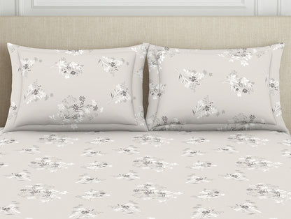 Floral Grey Polycotton Bedsheets Double Harmony - By Welspun