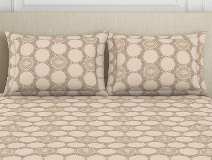 Ornate Beige Polycotton Bedsheets Double Harmony - By Welspun