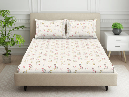 Floral Grey Polycotton Fitted Queen Harmony - By Welspun