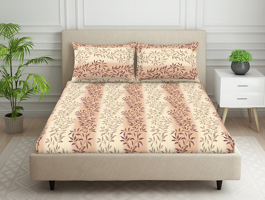 Ornate Brown Polycotton Fitted King Harmony - By Welspun