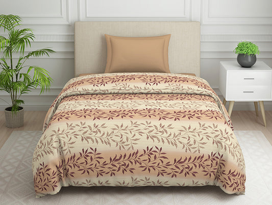 Ornate Brown Polycotton Quilt Single Harmony - By Welspun