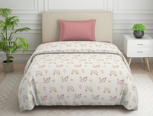 Floral Grey Polycotton Quilt Single Harmony - By Welspun