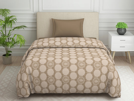 Ornate Beige Polycotton Quilt Single Harmony - By Welspun