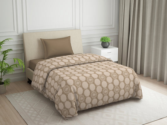 Ornate Beige Polycotton Quilt Single Harmony - By Welspun