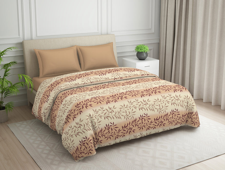 Ornate Brown Polycotton Quilt Double Harmony - By Welspun