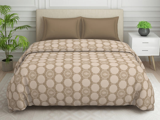 Ornate Beige Polycotton Quilt Double Harmony - By Welspun